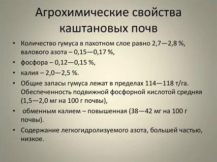 Каштановая почва характеристика кратко