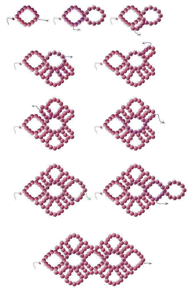 Бисер цепочка Сандры Халпенни. Цепочка Сандры Халпенни схема. Бисероплетение Цепочки Сандры Халпенни. Красивые браслеты схемы
