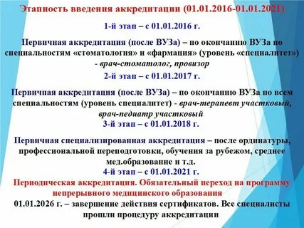Аккредитация после окончания медицинского
