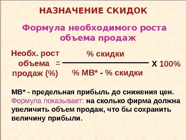 Увеличить процент продаж. Формула расчета скидки. Формула вычисления скидки. Формула скидки в процентах. Формула расчёта стоимости скидки.