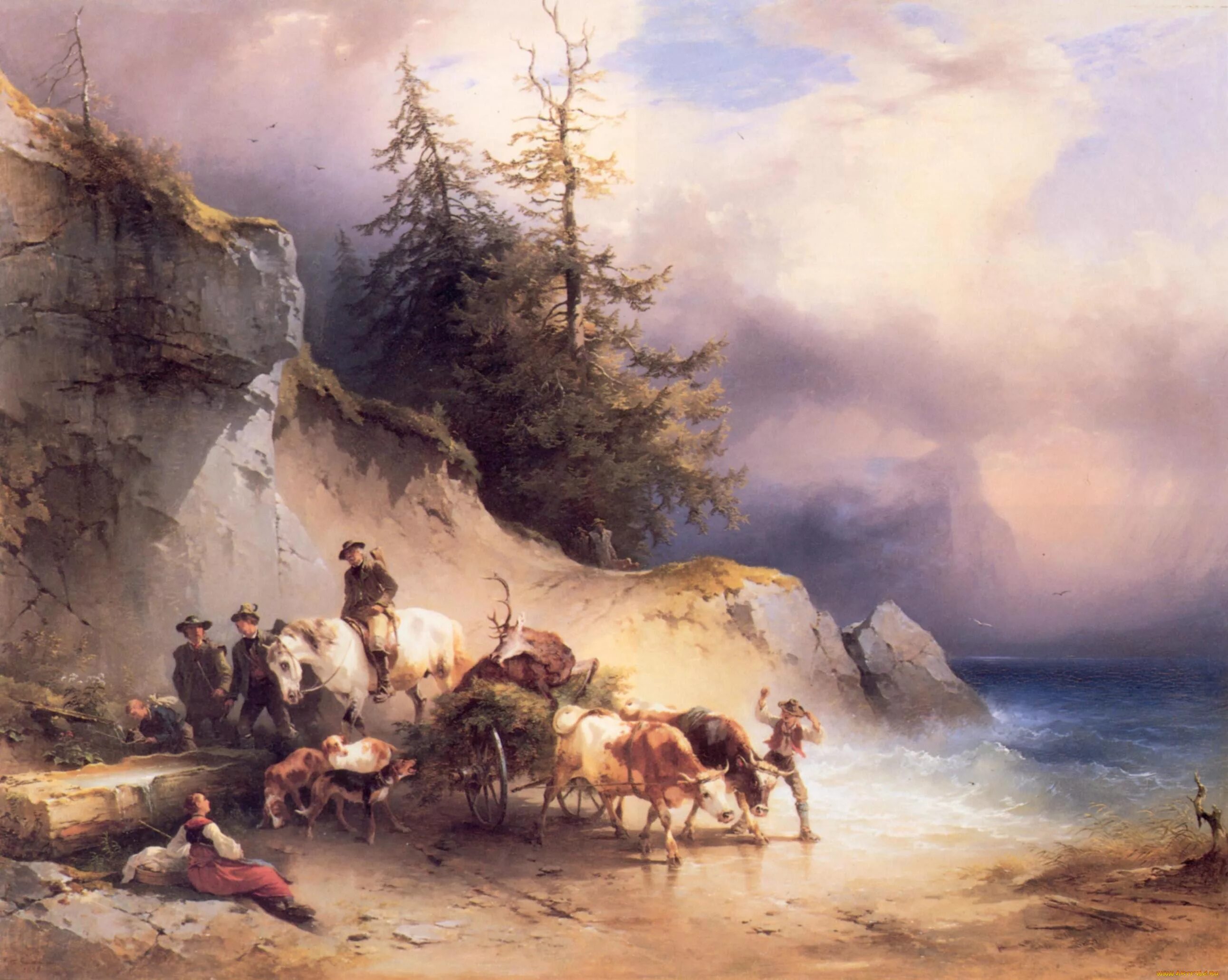 Живопись это. Фридрих Гауэрман. \Friedrich Gauermann (1807-1862) - австрийский художник. Фридрих Гауэрман картины. Картина Фридрих гауэман.