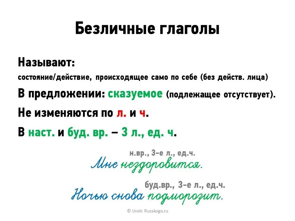 Какие глаголы называются безличными