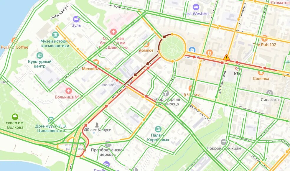 Поворот на балахну с трассы м7. Пилатес калуга. Калуга перекрытие движения. Схема транспорта калуги. Пробки калуга сейчас.