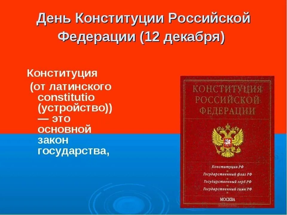 Ответы на вопросы 30 лет конституции. 12 Декабря Конституция Российской Федерации. День Конституции России. Презентация день Конституции России 12 декабря. День принятия Конституции Российской Федерации.