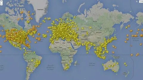 Самолеты в полете на карте