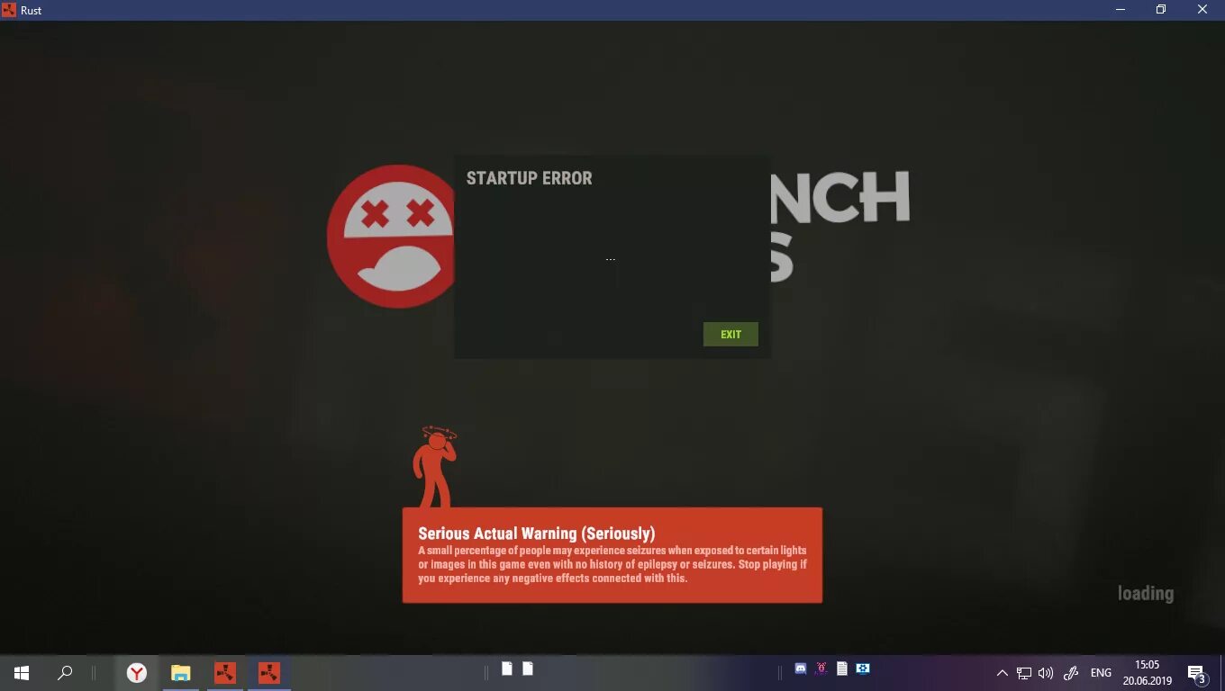 Почему rust. Ошибка в расте. Rust ошибка. Раст Startup Error ..... Ошибка в игре.