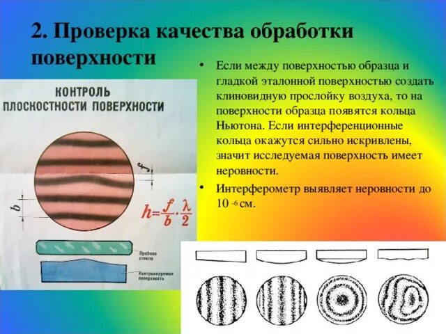 Проверка качества обработки деталей с помощью интерференции. Проверка качества обработки поверхностей. Контроль качества обработки поверхности. Проверка качества поверхности. Оценка качества поверхности