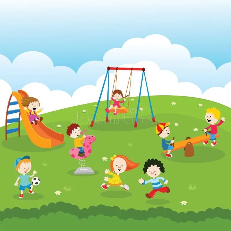 Welcome to the playground. Дети на площадке cartoon. фон детская площадка мультяшная. дети играют на детской площадке рисунок. портфолио in the park.