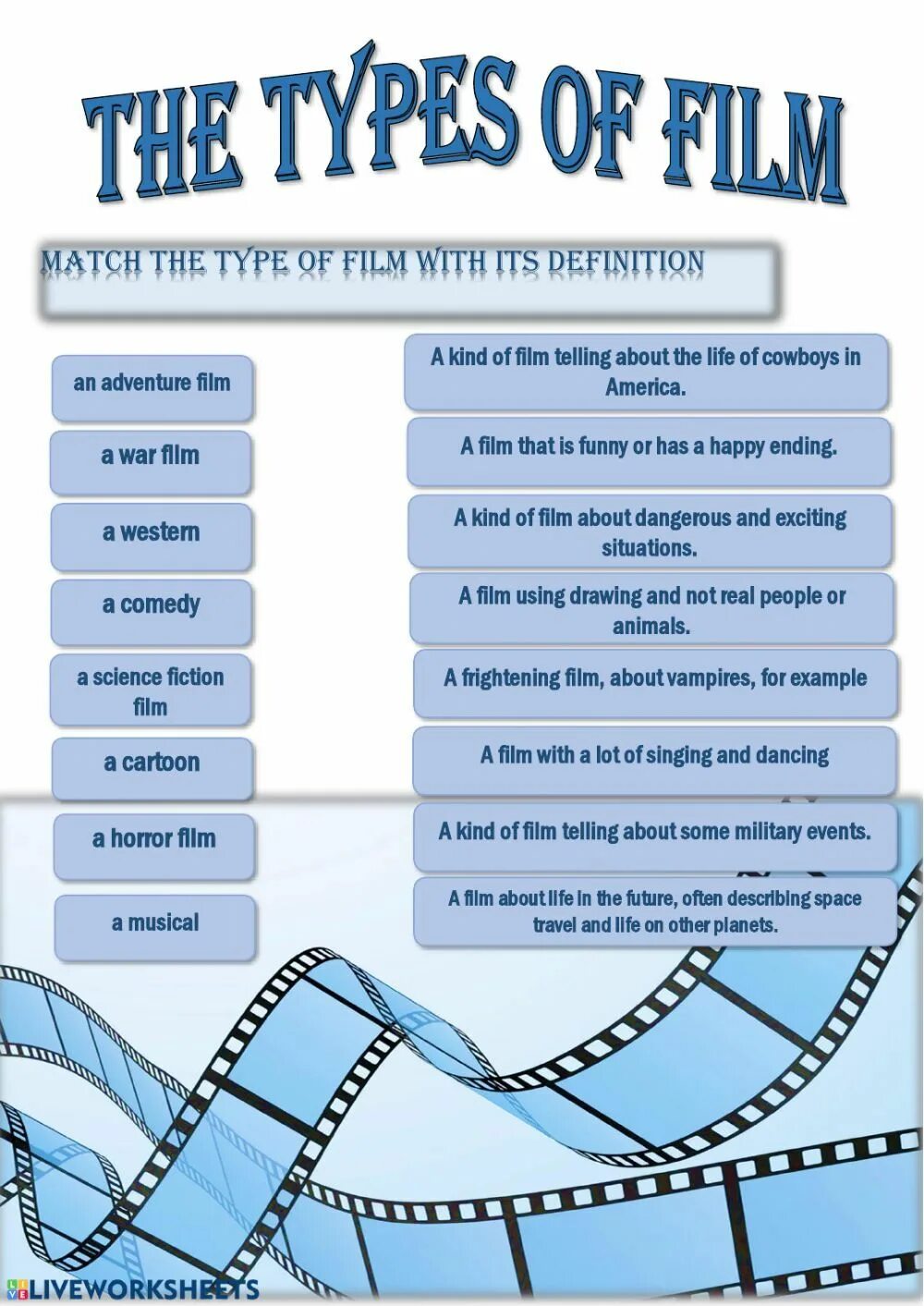 Films Worksheets. Movie worksheets
