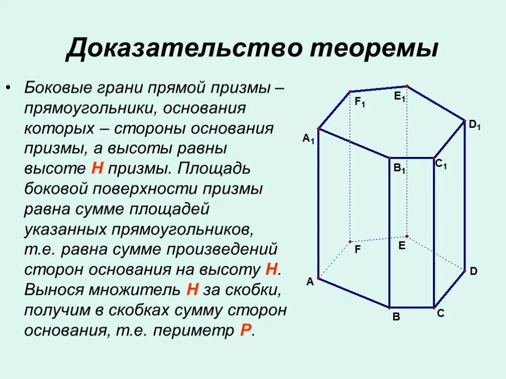 Сколько боковых граней имеет призма. Площадь боковой грани прямой Призмы равна. Доказать теорему о боковой поверхности прямой Призмы. Доказательство теоремв алощадь.боковой поверхности прямой приз. Площадь боковой Призмы доказательство теоремы.