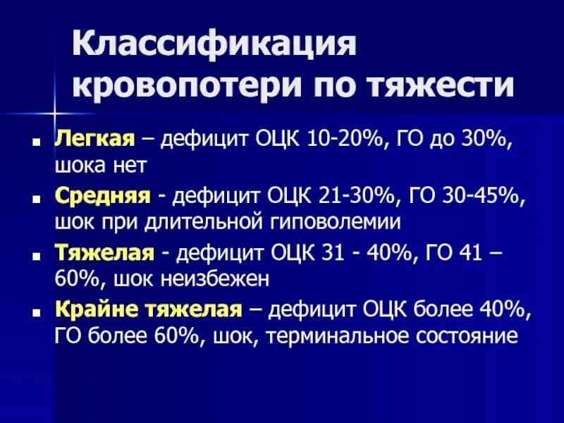 Острая кровопотеря крови. Классификация по объему кровопотери. Кровопотеря 20 30 процентов ОЦК. Оценка тяжести кровопотери. Классификация тяжести кровопотери.