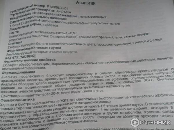 Через какое время действует анальгин. Через какое время действует анальгин