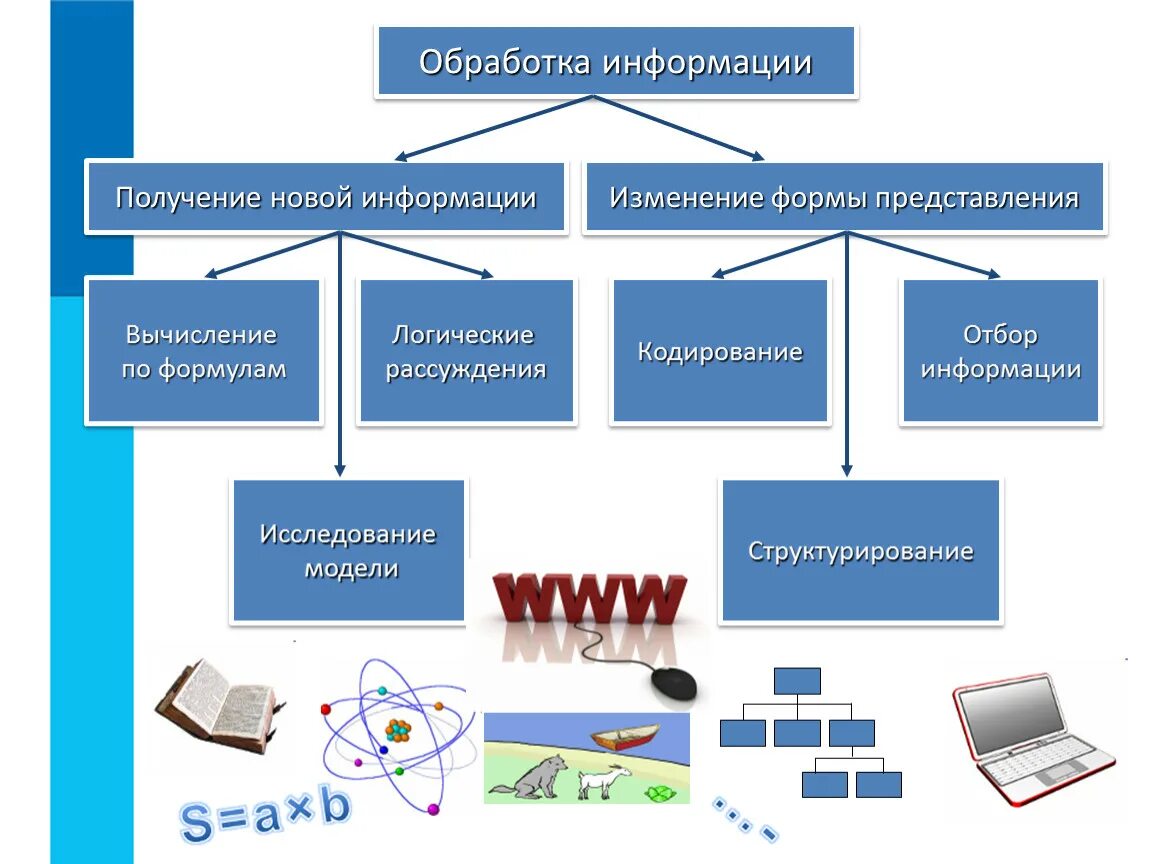 Картинки видов информации. Схема обработки информации в информатике. Схема информационные процессы 7 класс Информатика. Обработка информации это в информатике. Методы обработки информации схема.