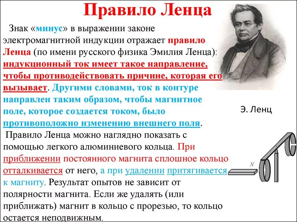 Правило Ленца закон электромагнитной индукции. Явление электромагнитной индукции правило Ленца. Правило Ленца для электромагнитной индукции. Правило Ленца электромагнитная индукция для чайников.