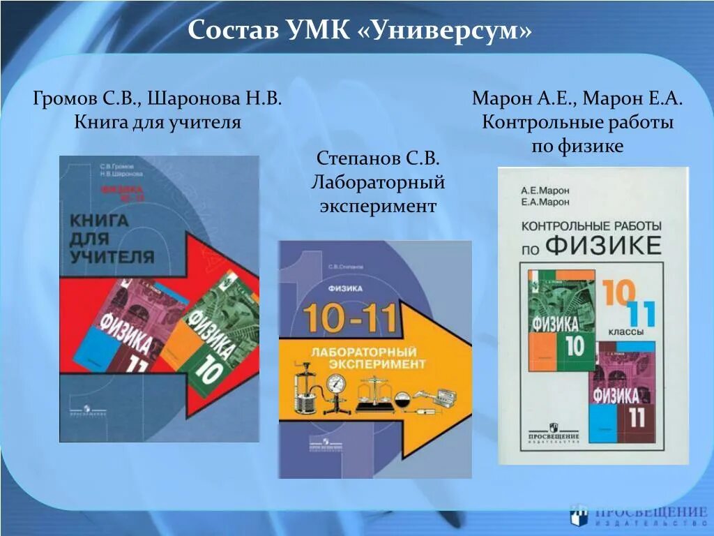 Физика 10 контрольные марон. УМК физика. А Е Марон. УМК Универсум. Состав УМК.