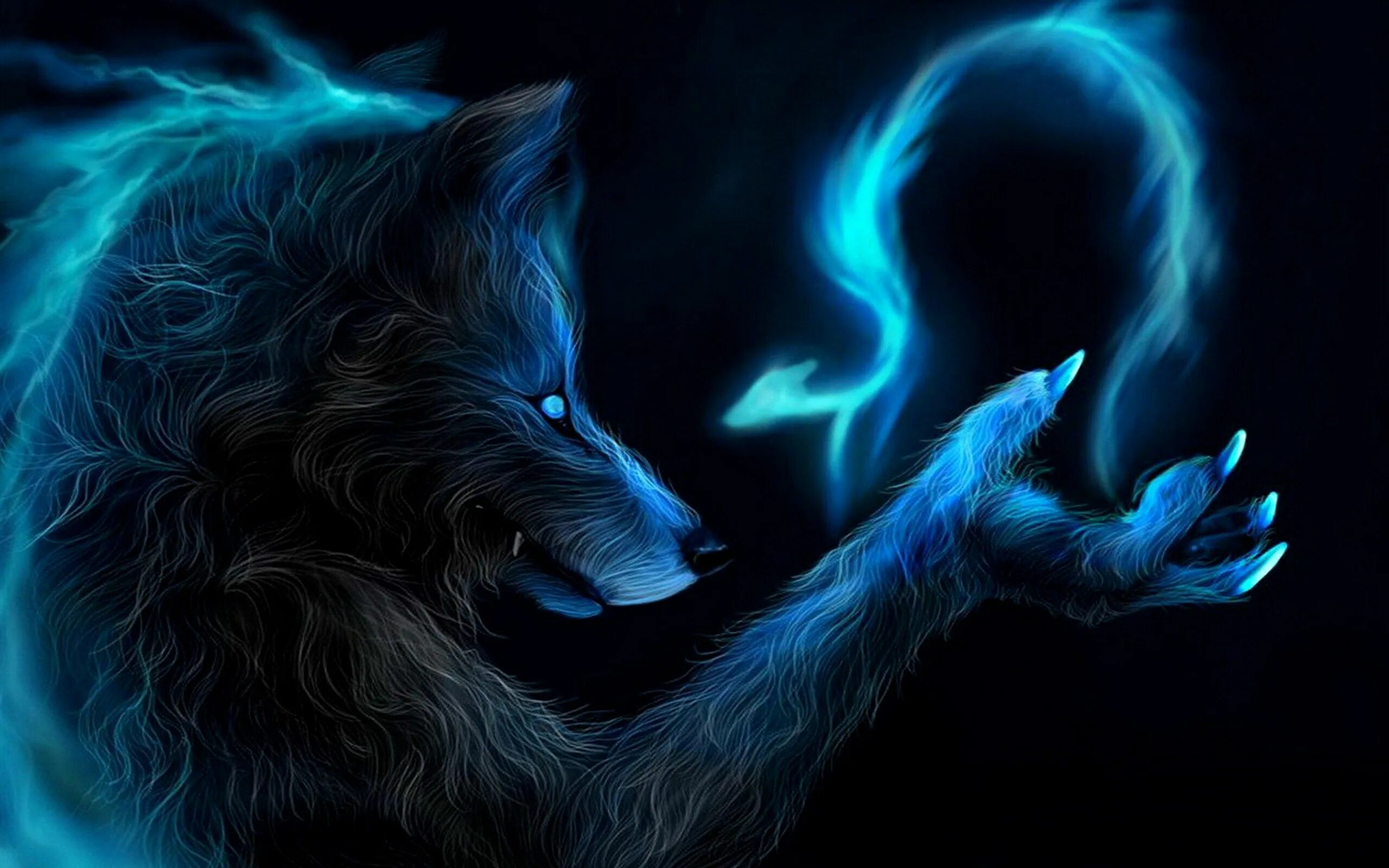 Вольф Мэджик. Синий волк. Волк фэнтези. Фэнтези животные.