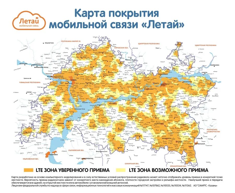 Области покрытия сотовой связи