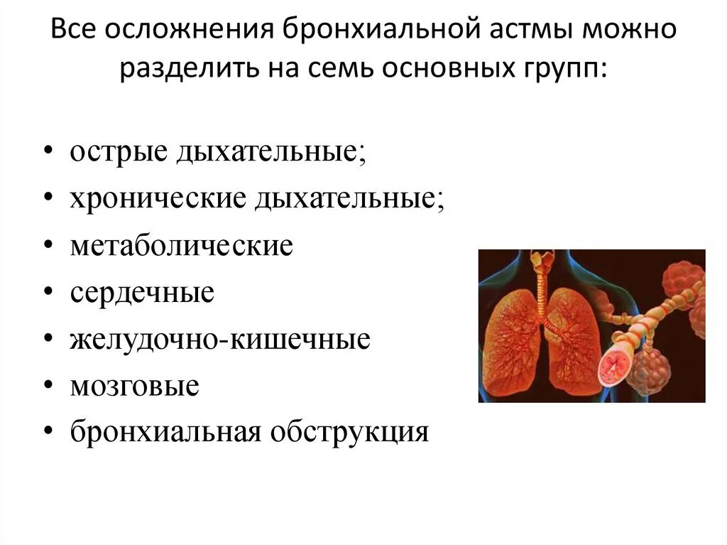 Осложнения при бронхиальной астме. Осложнебронхиальной астмы. Осложнения и исходы бронхиальной астмы. Профилактика осложнений бронхиальной астмы.