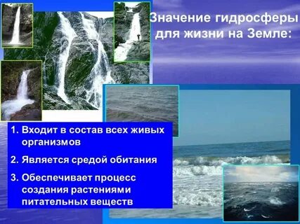 Роль гидросферы в жизни земли