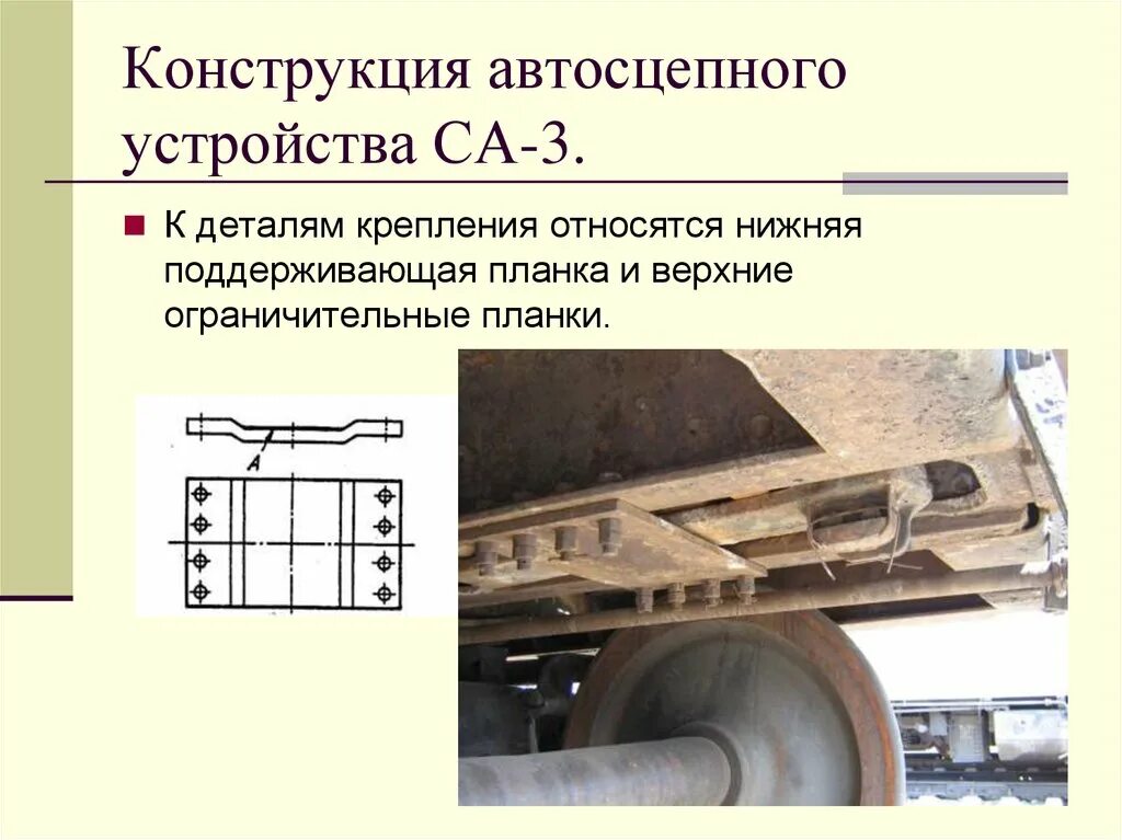 Неисправности автосцепки са 3. Конструкция автосцепного устройства са-3. Поддерживающая планка автосцепки са-3. Планка поддерживающая тягового хомута. Ударная розетка автосцепки са-3.