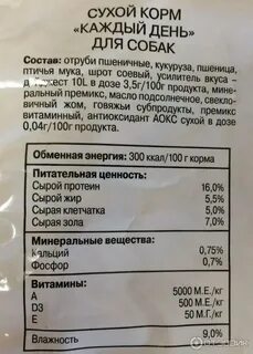 Состав корма что должно быть