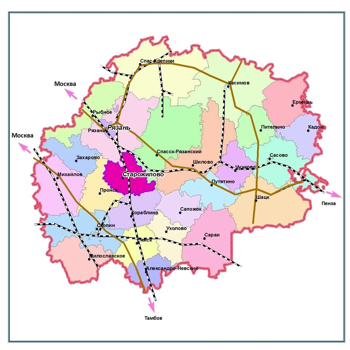 Карта россии рязанская. Карта Рязанской области с районами. Рязанская обл карта по районам. Старожиловский район Рязанской области на карте. Карта Рязанского района Рязанской области.