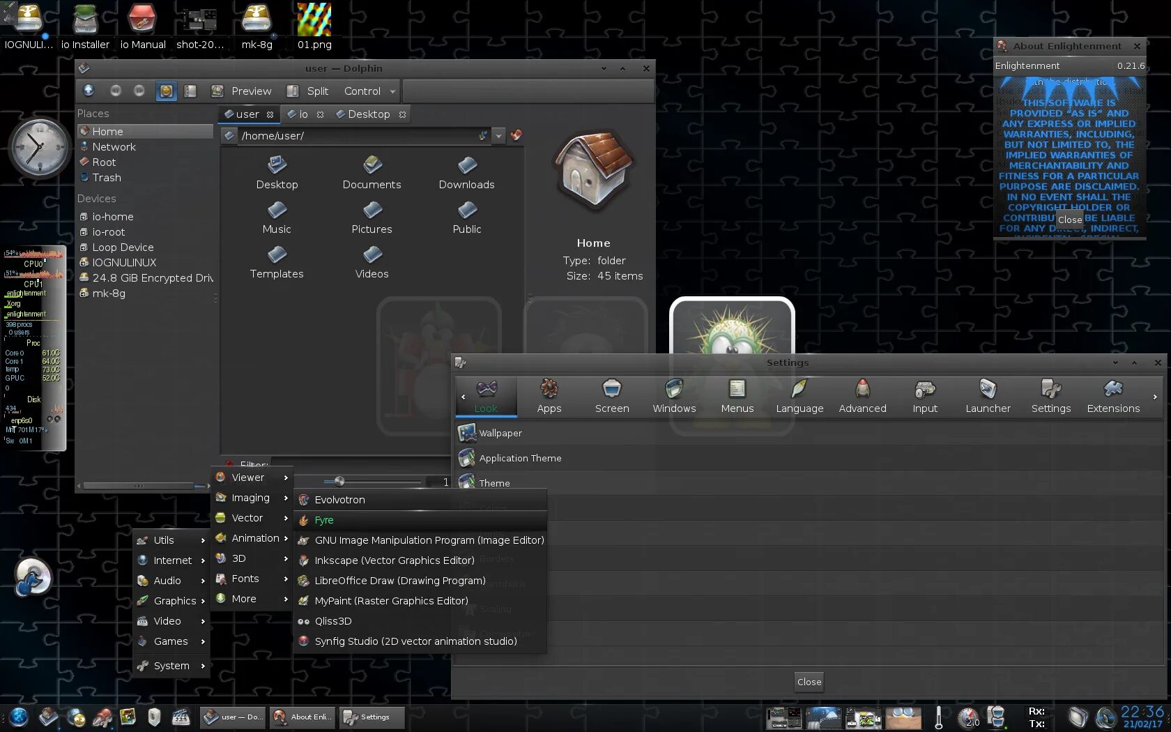 Linux io. Enlightenment desktop environment. linux distribution timeline.