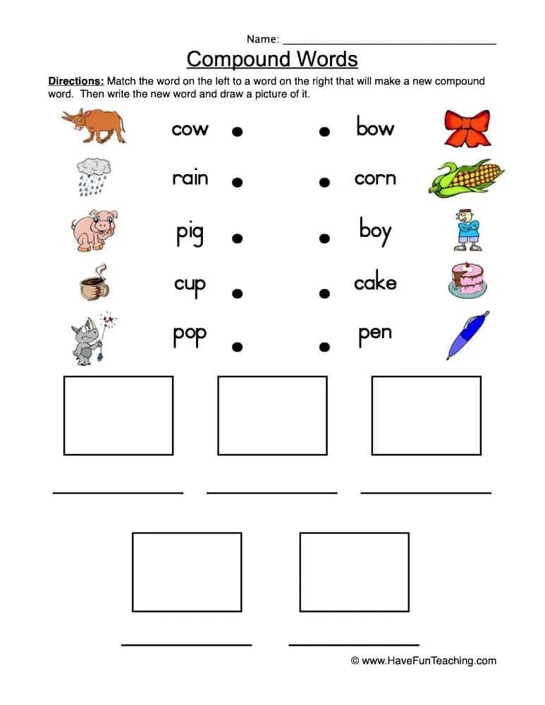 Match the words fun. Compound Words Worksheets. Compound Nouns Worksheets. Compounds Worksheets. Compound Words for Kids.