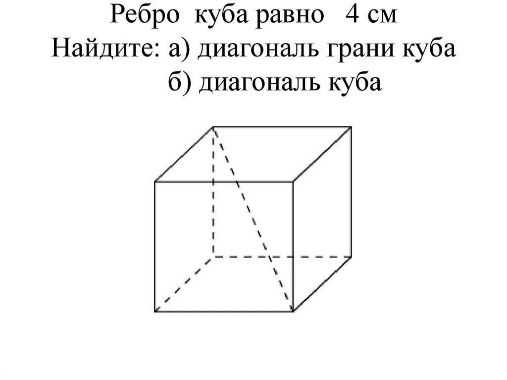 Диагональ куба с ребром а