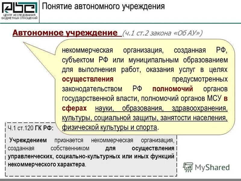 Особенности автономного учреждения. Автономное учреждение это. Офтальномный учреждения. Автономные учреждения примеры. Понятие казенного бюджетного и автономного учреждения.