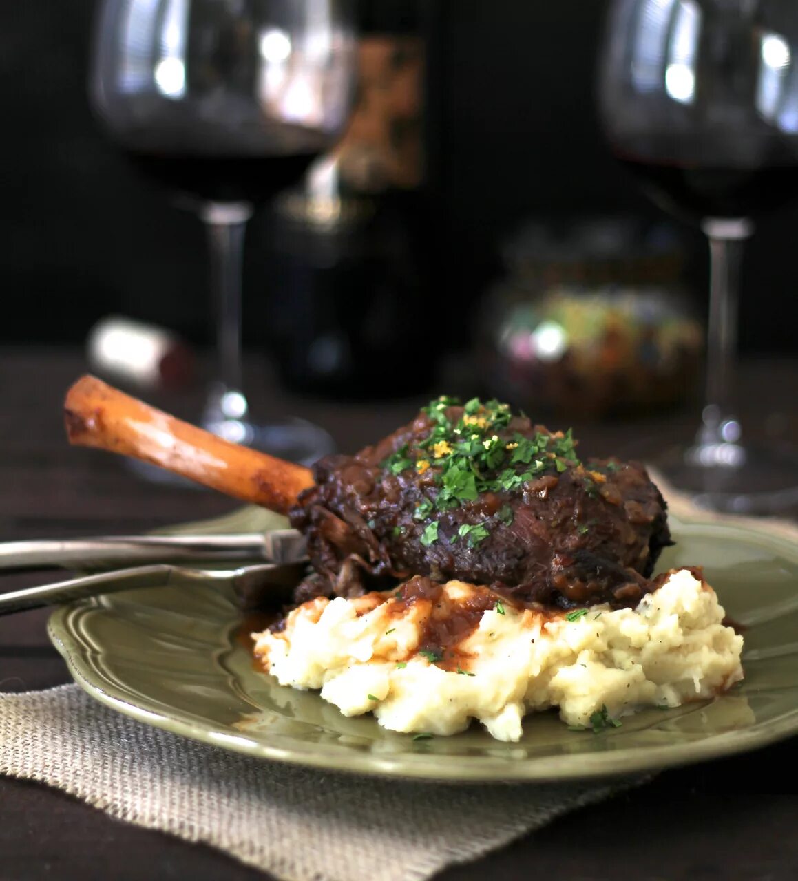 Lamb shank. Pappardelle lamb shank. Shank food. Mint gravy. Pappardelle lamb shank.