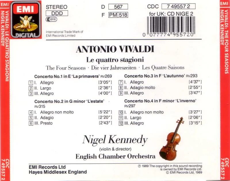 The four seasons violin. Vivaldi - the New four Seasons - Nigel Kennedy. Найджел Кеннеди времена года Вивальди. Скрипка Найджела Кеннеди. Фото Vivaldi "the four Seasons" op.8 1-4 (2004).