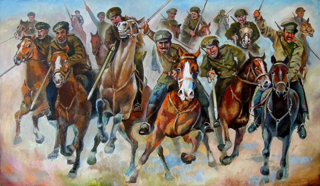 конница картины. конница картины. аыерьянов. атака гусар 1812. атака казаков на венгерских гусар 1914 года.