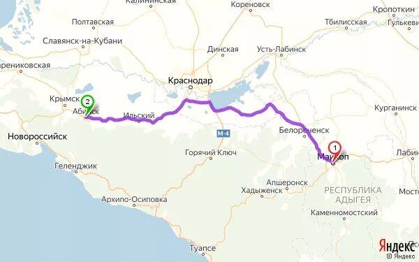 Краснодар лабинск км