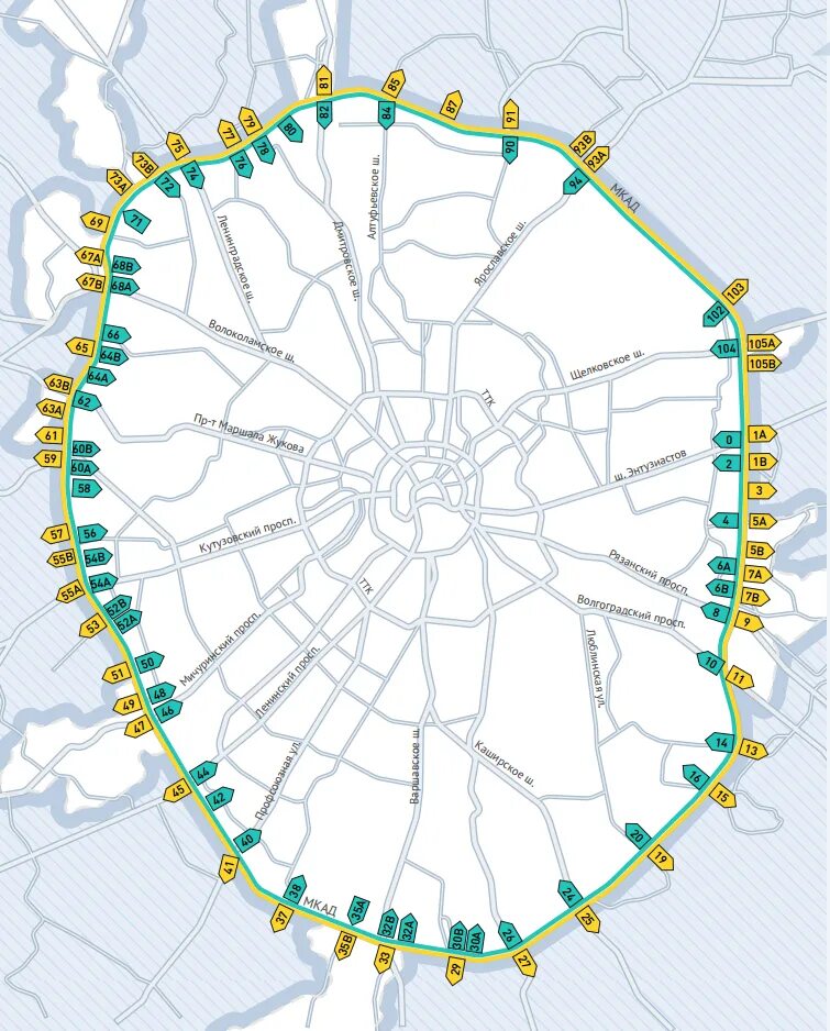 Схема нумерации съездов МКАД. Московская Кольцевая автодорога МКАД схема. МКАД километраж схема. Схема Московской кольцевой автомобильной дороги. Кольцевая мкад москва
