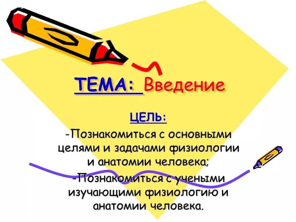 Введение в тему урока. Введение в тему. цель задачи на тему история развития анатомии. презентация на тему с введением и целью.