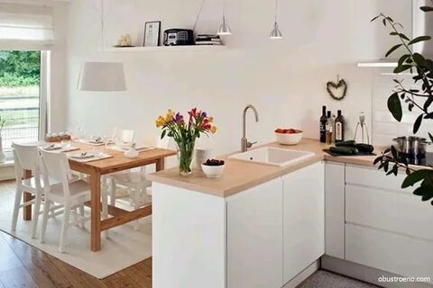 Белая кухня с деревом обои