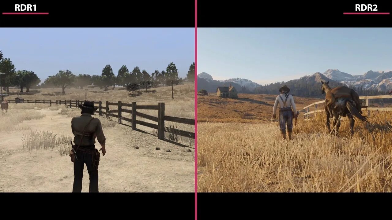 Red Dead Redemption 1 vs Red Dead Redemption 2. Red Dead Redemption 1 и 2 графики. Red Dead Redemption 1 Графика. Rdr 2 vs rdr Графика.