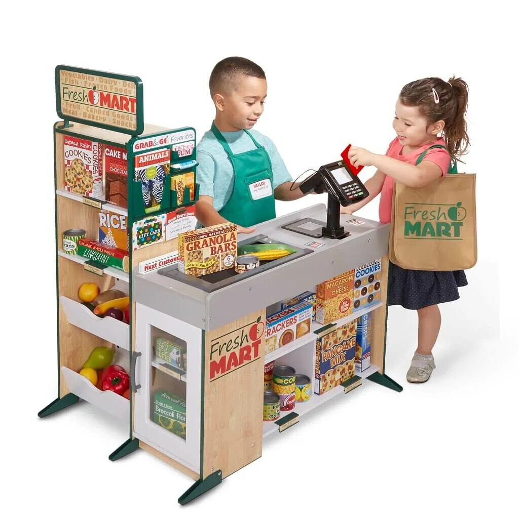 Melissa Doug супермаркет. Melissa Doug Wooden Fresh Mart grocery Store Set. Melissa and Doug продукты. Игрушечный магазин.