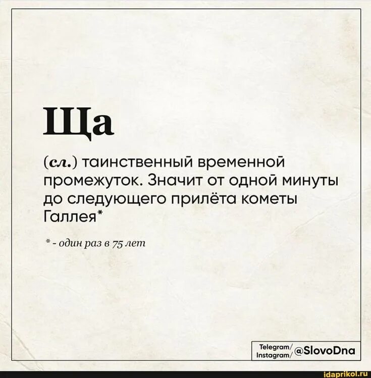 Ща. Слово дня. Ща таинственный временной промежуток. Ща временной отрезок таинственный промежуток.