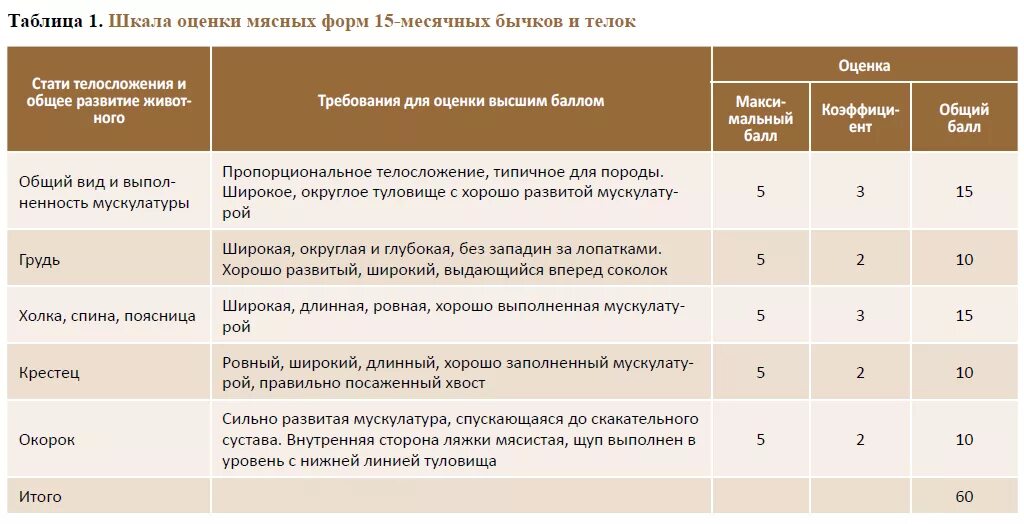 Оценка быков производителей