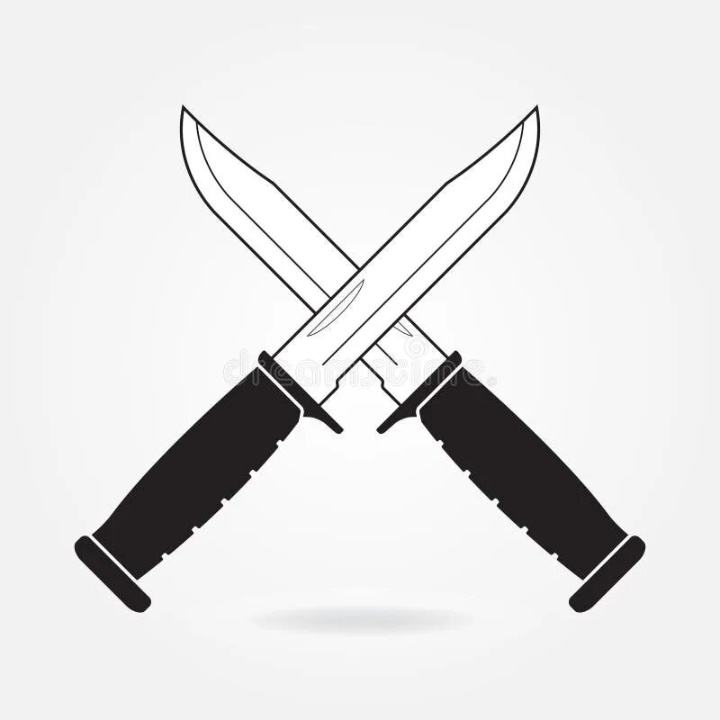 Два ножевых. Перекрещенные ножи. Ножи крест накрест. Перекрещенные армейские ножи. Охотничий нож вектор.