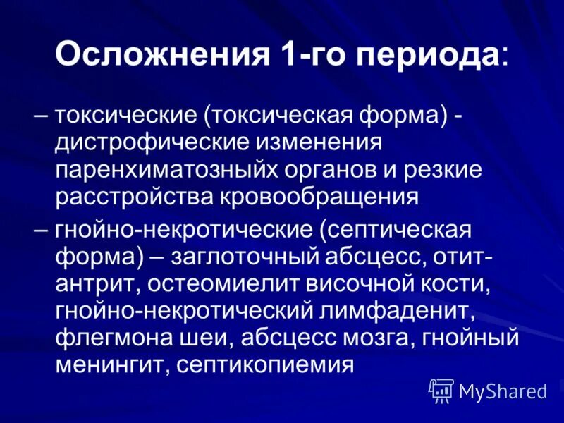 Токсический грипп. Клинико-морфологические формы менингококковой инфекции. Осложнения токсической формы гриппа. Токсические осложнения скарлатины. Осложнения менингококковой инфекции.