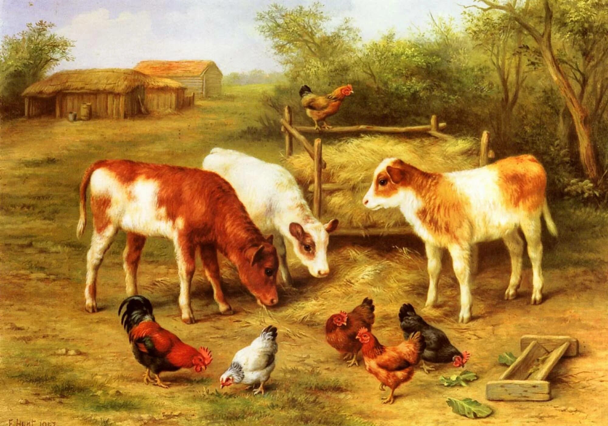 Лошади коровы и куры. Эдгара ханта «Скотный двор»..