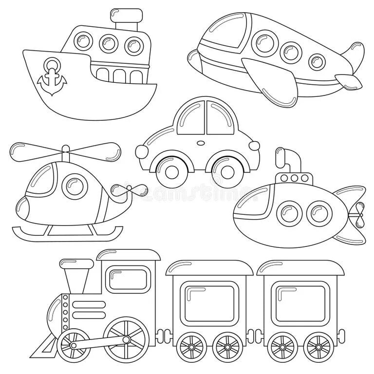 Sketched Car, Truck Set, Transportation Stock Illustration - Illustration of bla