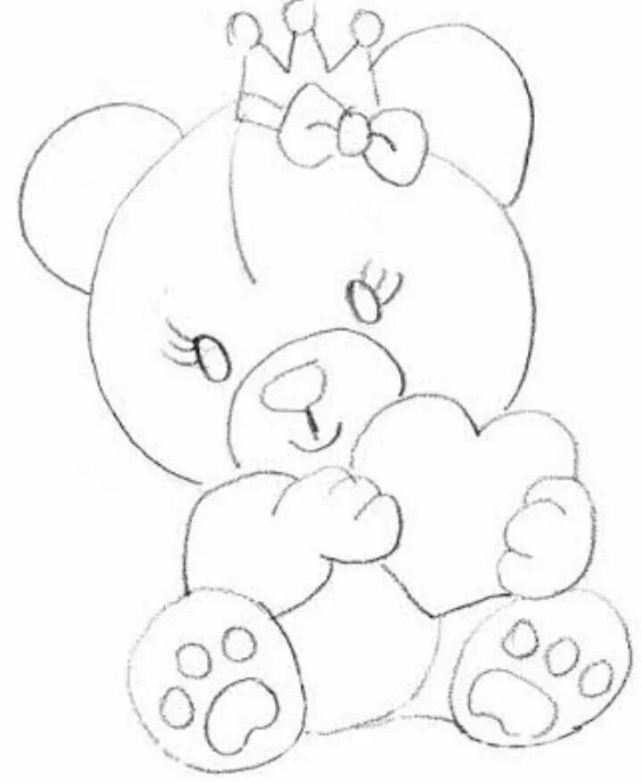Красивая открытка карандашом. Раскраска мишка с сердечком. Медвежонок рисунок карандашом. Картинки для срисовки мишки. Рисунок медвежонка для срисовки.