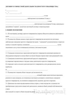 Договор партнерства между физическими лицами