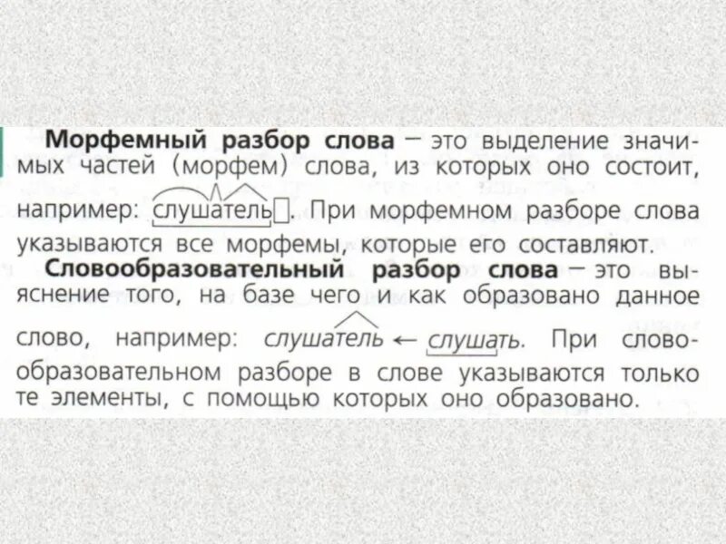 Слушатель морфемный разбор. Образец морфемного разбора. морфемный анализ слова. оброзецморфемный разбор. морфемный разбор слова примеры.