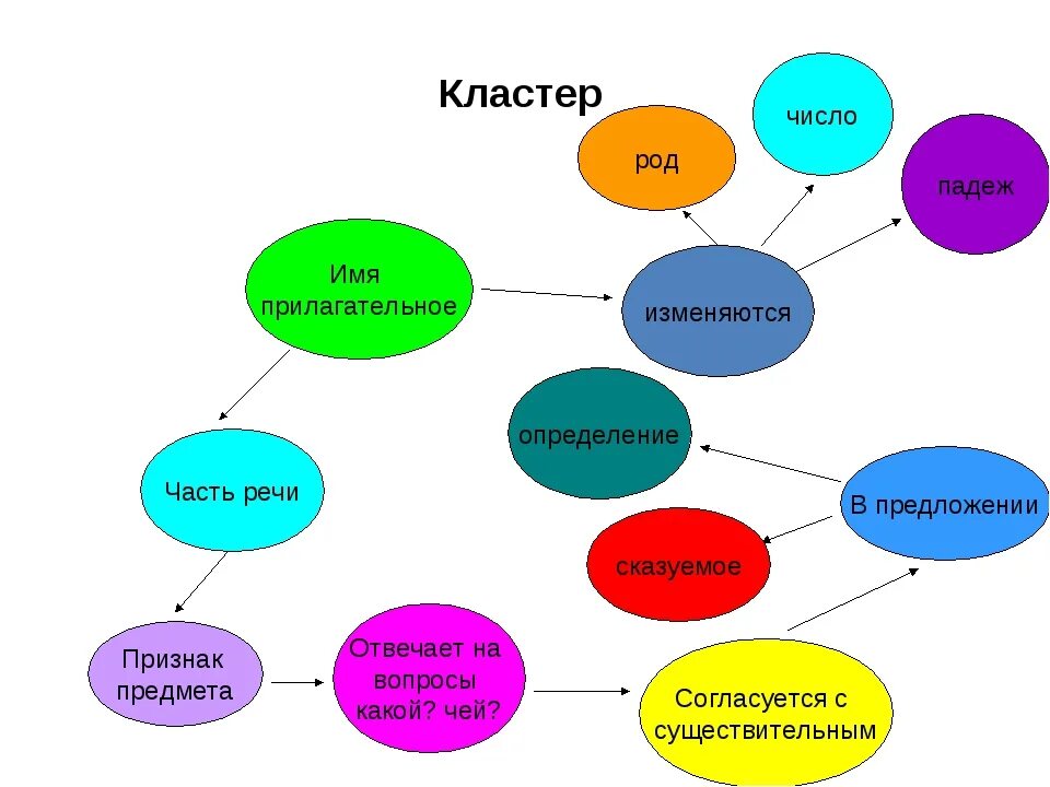 Обобщение темы прилагательное 6 класс. Кластер прилагательного 5 класс. Составление кластера на уроках русского языка. Кластер имя прилагательное. Кластер на тему русский язык.