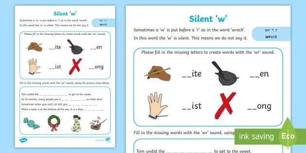 WR Silent w Words. Silent k Worksheet. Words with Silent. Words with Silent t.